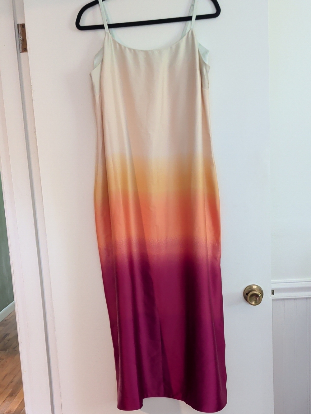 Satin slip dress with bright ombré color